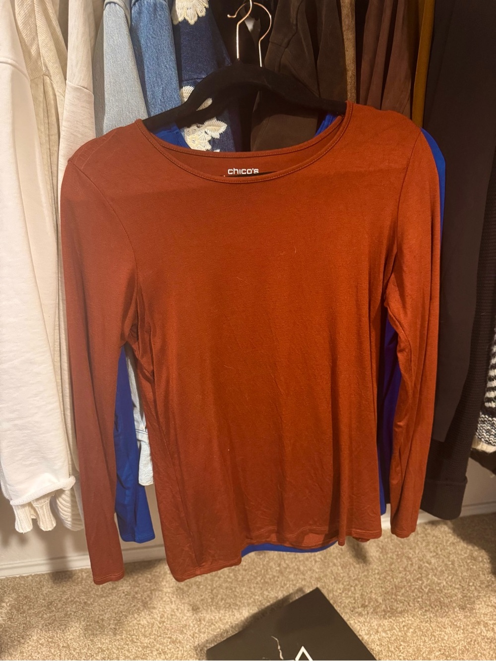 Chico's Warm Rust Crewneck Tee